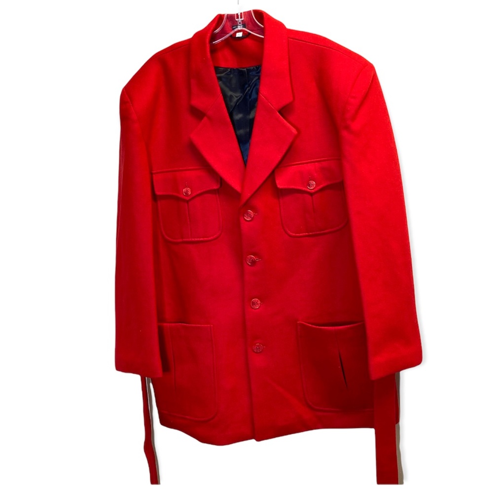 NWT Red Wool Blend Fully Lined Belted Coat Size Large